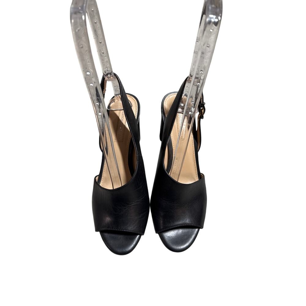 Antonio Melani Women’s Black Brinay Leather Peep Toe Slingback Sandals 8M - Picture 5 of 12